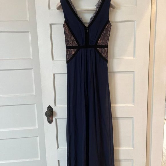 NWT BCBG MAXAZRIA Klarissa Gown, 100% Silk, Size 2, Navy Blue (new with tags) - Picture 6 of 10